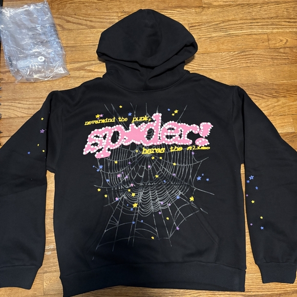 Sp5der Pink V2 Hoodie black